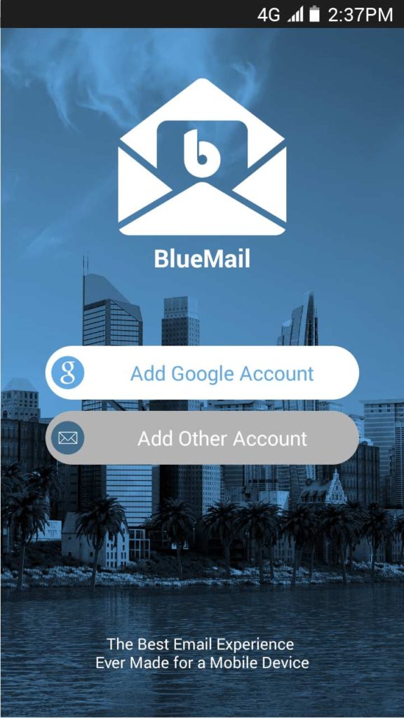 BlueMail Main Add Account